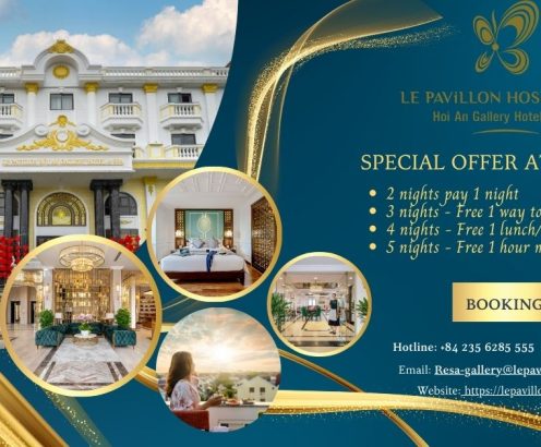 Blue Gold Modern Elegant Hotel Promotion Facebook Ad